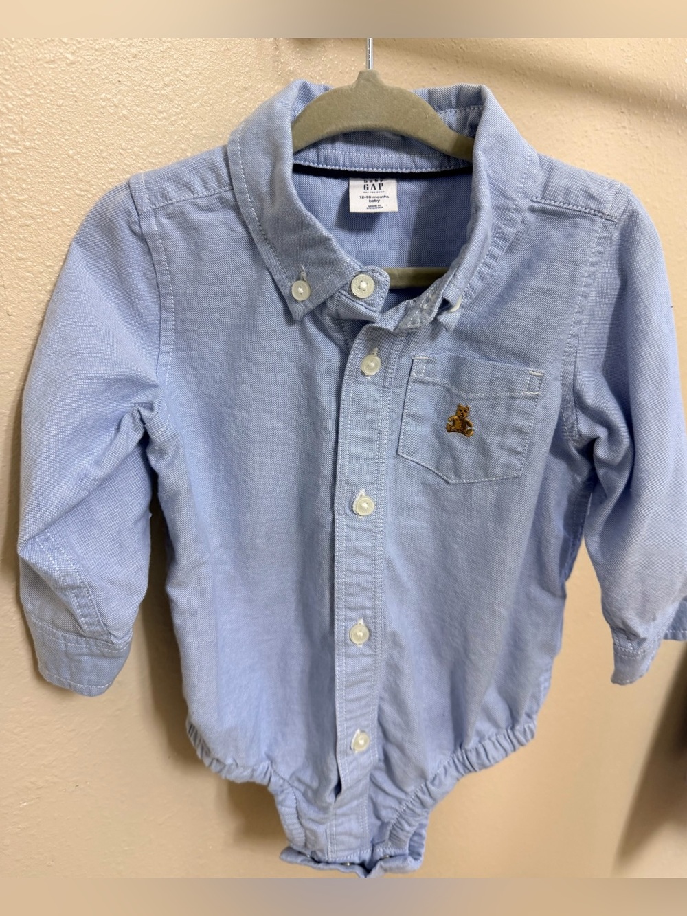 GAP Light Blue Button-Front Oxford Onesie Shirt